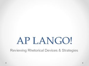 AP LANGO Reviewing Rhetorical Devices Strategies Lango Card