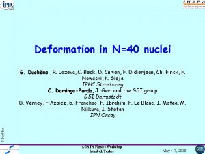 Deformation in N40 nuclei G Duchne R Lozeva