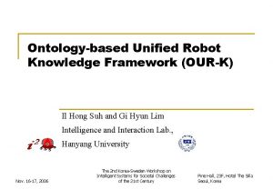 Ontologybased Unified Robot Knowledge Framework OURK Il Hong