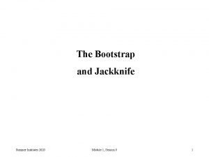 The Bootstrap and Jackknife Summer Institutes 2020 Module