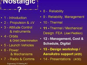 Nostalgic 1 Introduction 2 Propulsion V 3 Attitude