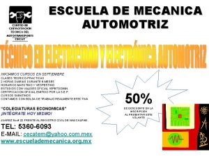 ESCUELA DE MECANICA AUTOMOTRIZ INICIAMOS CURSOS EN SEPTIEMBRE