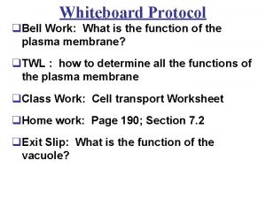 Whiteboard Protocol q Bell Work What is the