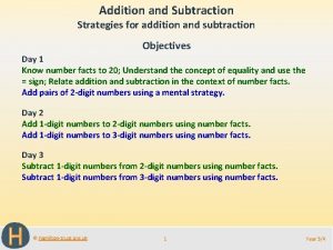 Addition and Subtraction Strategies for addition and subtraction
