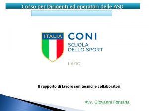 Corso per Dirigenti ed operatori delle ASD Il