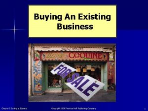 Buying An Existing Business Chapter 5 Buying a