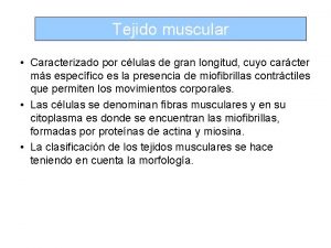 Tejido muscular Caracterizado por clulas de gran longitud