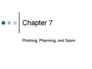 Chapter 7 Phishing Pharming and Spam Phishing Phishing