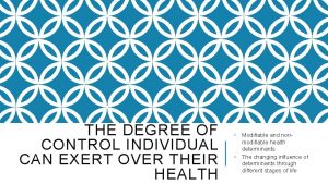 THE DEGREE OF CONTROL INDIVIDUAL CAN EXERT OVER
