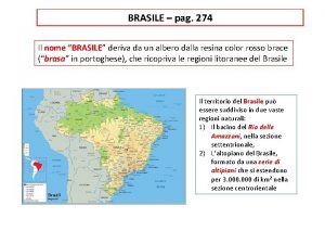 BRASILE pag 274 Il nome BRASILE deriva da