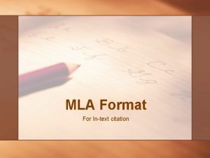 MLA Format For Intext citation InText Citations the