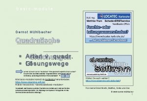 basicmodule Gernot Mhlbacher Quadratische Arten v quadr Gleichungen