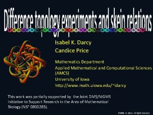 Isabel K Darcy Candice Price Mathematics Department Applied