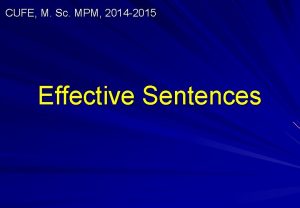 CUFE M Sc MPM 2014 2015 Effective Sentences