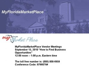 My Florida Market Place Vendor Meetings September 15