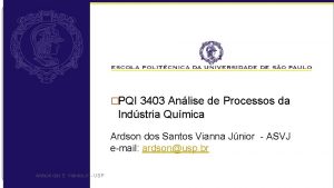 PQI 3403 Anlise de Processos da Indstria Qumica