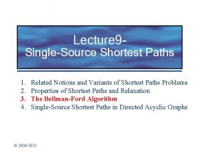 Lecture 9 SingleSource Shortest Paths 1 2 3