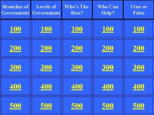 Branches of Levels of Whos The Government Boss