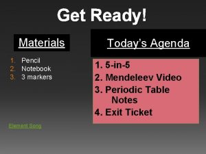 Get Ready Materials 1 Pencil 2 Notebook 3