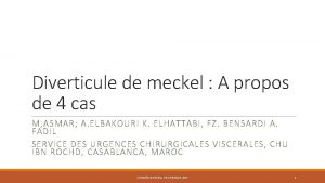 Diverticule de meckel A propos de 4 cas