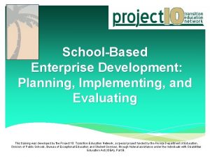 SchoolBased Enterprise Development Planning Implementing and Evaluating This