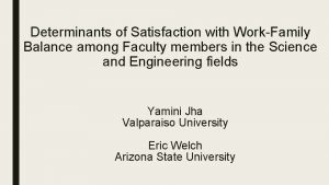 Determinants of Satisfaction with WorkFamily Balance among Faculty