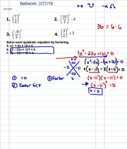 Bellwork 22718 Simplify Solve each quadratic equation by