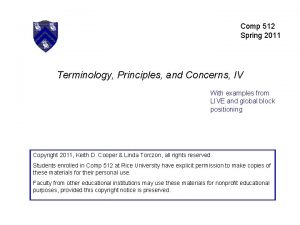 Comp 512 Spring 2011 Terminology Principles and Concerns