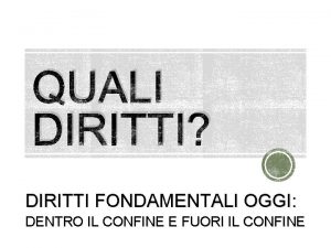 QUALI DIRITTI DIRITTI FONDAMENTALI OGGI DENTRO IL CONFINE