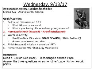 Wednesday 91317 AP European History subject for the