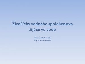 ivochy vodnho spoloenstva ijce vo vode Prrodoveda 4