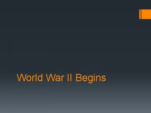 World War II Begins Adolf Hitler Sought expansion