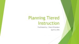 Planning Tiered Instruction Facilitated by Cheryl Erlandson April