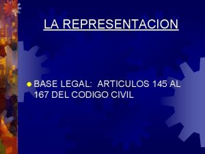 LA REPRESENTACION BASE LEGAL ARTICULOS 145 AL 167