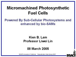 Micromachined Photosynthetic Fuel Cells Powered By SubCellular Photosystems