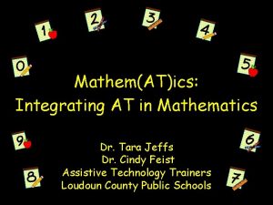 MathemATics Integrating AT in Mathematics Dr Tara Jeffs