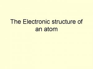 The Electronic structure of an atom Bohrs model