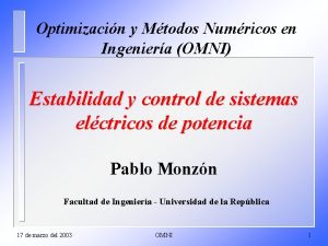 Optimizacin y Mtodos Numricos en Ingeniera OMNI Estabilidad