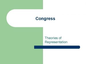 Congress Theories of Representation Redistricting l l Reapportionment