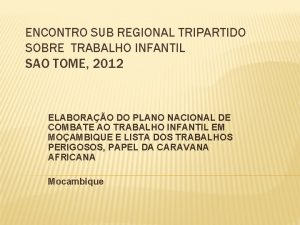 ENCONTRO SUB REGIONAL TRIPARTIDO SOBRE TRABALHO INFANTIL SAO