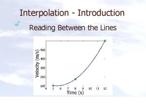 Interpolation Introduction Reading Between the Lines WHAT IS