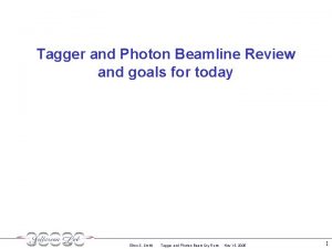 Tagger and Photon Beamline Review and goals for