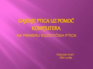 GAJENJE PTICA UZ POMO KOMPJUTERA NA PRIMERU EGZOTINIH