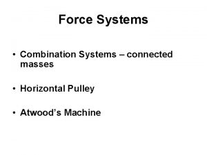 Force Systems Combination Systems connected masses Horizontal Pulley