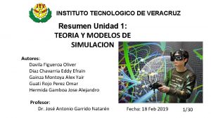 INSTITUTO TECNOLOGICO DE VERACRUZ Resumen Unidad 1 TEORIA