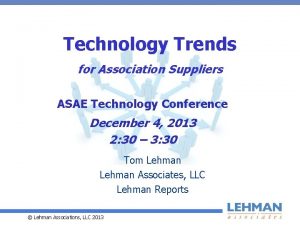 Technology Trends for Association Suppliers ASAE Technology Conference