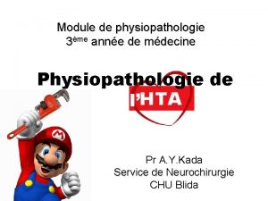 Module de physiopathologie 3me anne de mdecine Physiopathologie