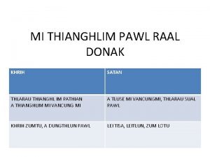 MI THIANGHLIM PAWL RAAL DONAK KHRIH SATAN THLARAU