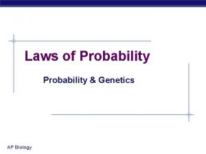 Laws of Probability Genetics AP Biology Probability Genetics