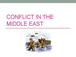 CONFLICT IN THE MIDDLE EAST Conflict over Palestine